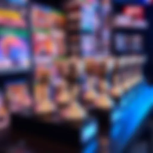 A collection of shiny platinum trophies displayed on a gaming console with colorful game cases in the background.