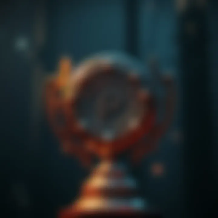 A close-up of the platinum trophy for Lies of P, symbolizing success in gaming, with a dark, moody background representing the game's atmosphere.