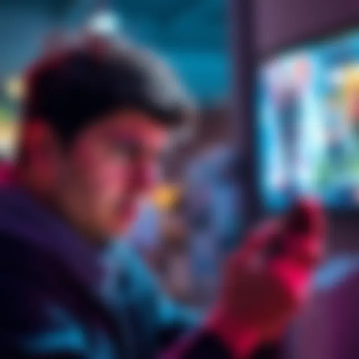 A person looking frustrated while checking the Play Store on a smartphone, showing a message of no game ownership.