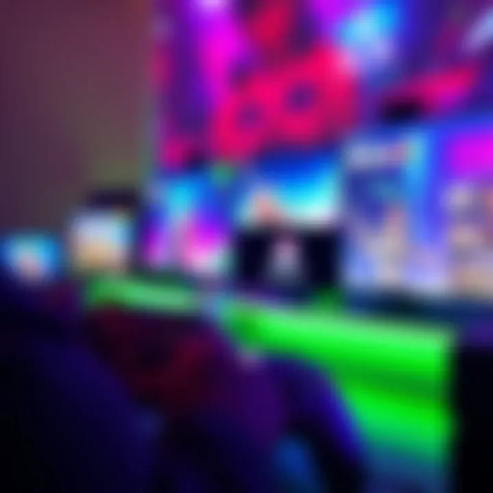 A representation of new playable game experiments being developed by Xbox Labs, featuring gaming consoles and vibrant graphics from upcoming games.