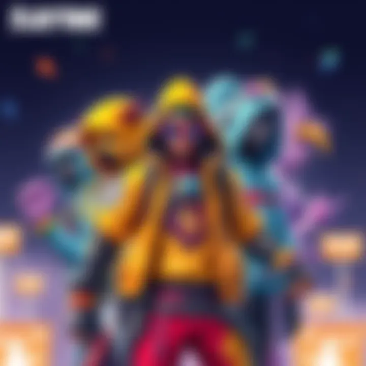 Playboi Carti Bundle Illustration Image showing the Playboi Carti Bundle with 11 unique items such as colorful skins and accessories for characters