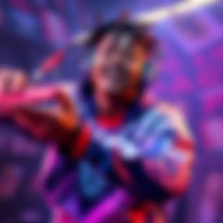 Playboi Carti showcases his new icon skin in a vibrant and dynamic gaming setting, drawing the attention of fans.