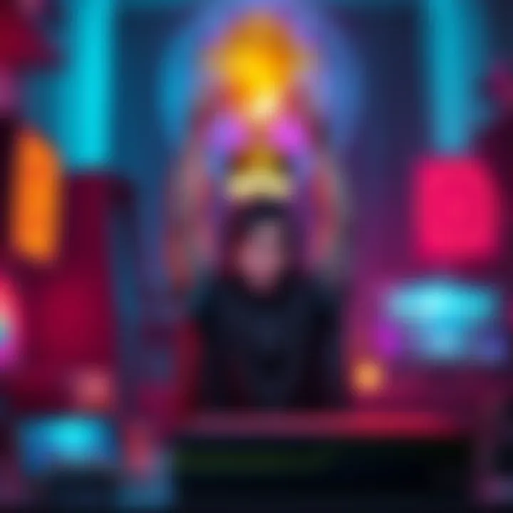 A gamer proudly holds up a trophy after earning Platinum #36 in Crypt of the Necrodancer, surrounded by gaming gear and a console setup.