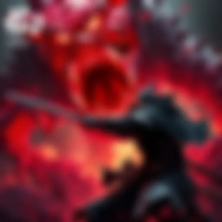 A player faces Hino-enma, a fierce boss character, in an intense game scene, showcasing their determination to overcome the challenge.