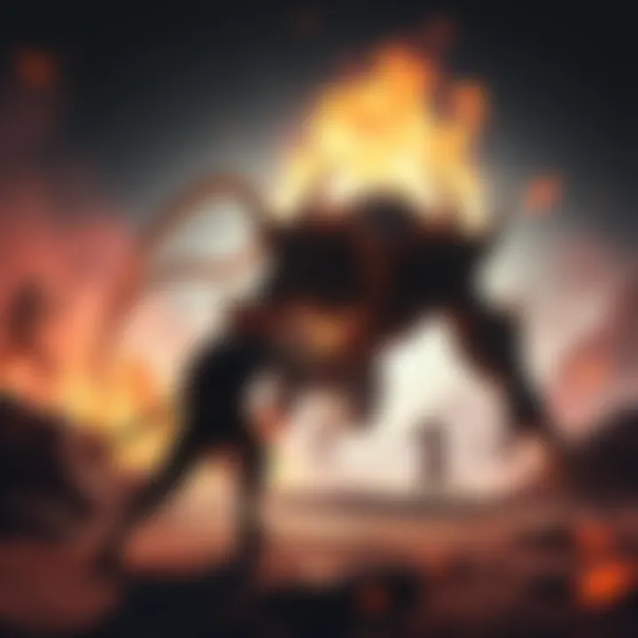 Player battling Margit A gamer character fighting a large, fierce monster named Margit in an action-packed scene.