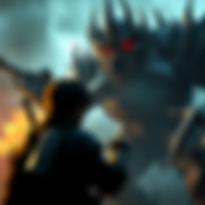 A gamer concentrating while fighting a large, intimidating boss character reminiscent of Godfrey, with intense action on screen, showing the struggle and effort involved in a Souls game.