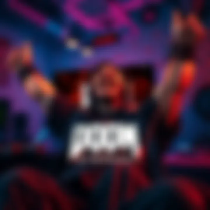 A gamer joyfully celebrates after completing Doom Eternal 100%, surrounded by gaming gear and a screen showing the game's end credits.