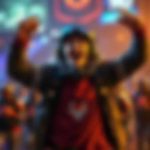 Player celebrating ranked achievement A gamer celebrating their rise from Bronze to Platinum rank in a 6v6 match, showing excitement and determination.