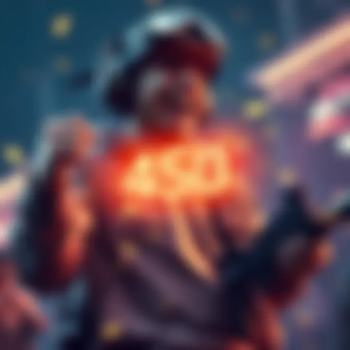 Gamer celebrating after receiving T5 loot drops, with a visible score of 450 on the screen