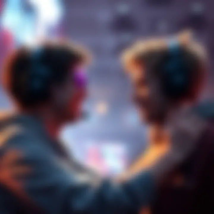 A gamer celebrates a victory while another player looks disappointed, showcasing the contrast in emotions after a competitive match.