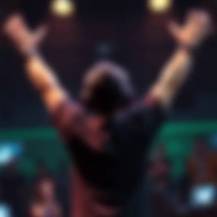 A gamer triumphantly raises their hands in celebration after defeating a challenging game solo, showing determination and joy.