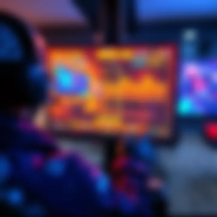 A gamer looking at weapon accuracy statistics on a screen while playing a video game.