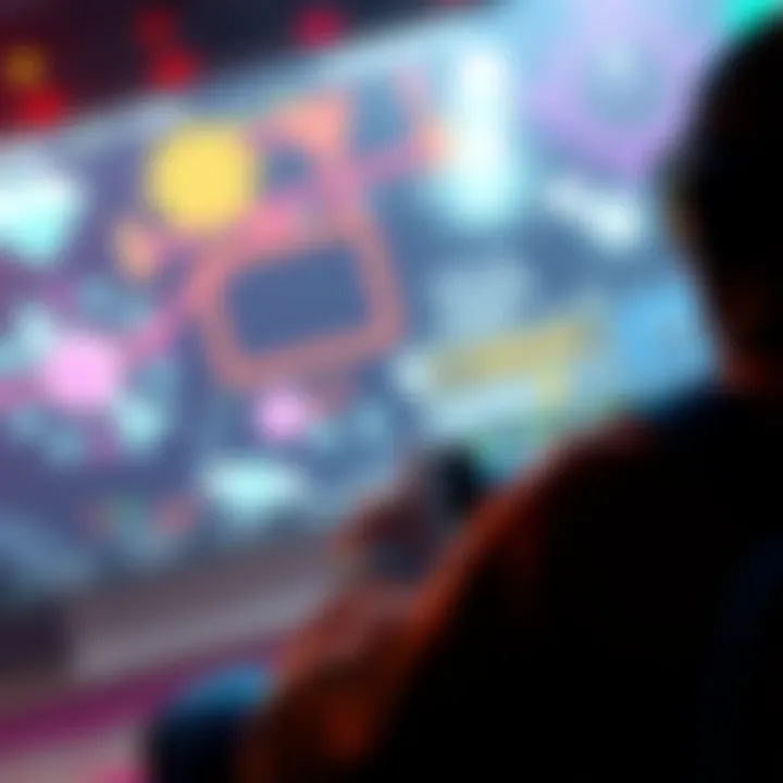 A gamer actively deciding between different story paths in an interactive video game.