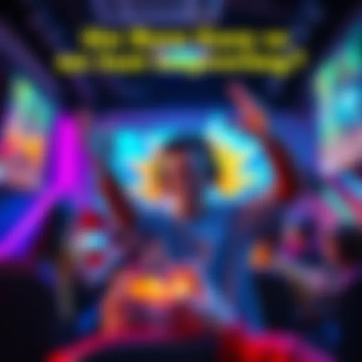 A gamer celebrating after defeating a challenging game boss, showing excitement and joy in a colorful gaming setup.