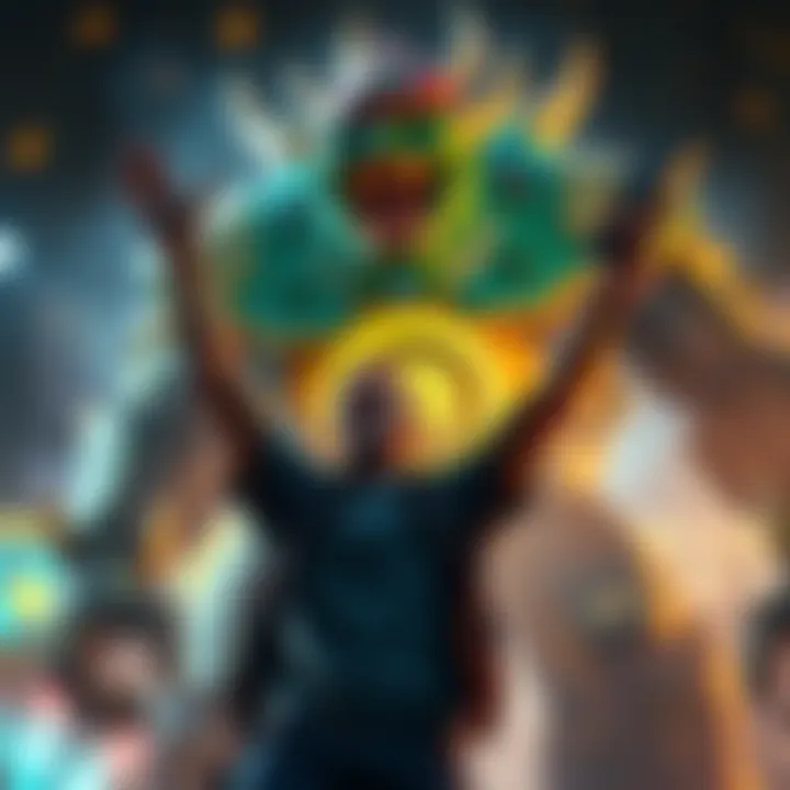 A gamer celebrates the defeat of a tough final boss after a long battle, showing excitement and relief.