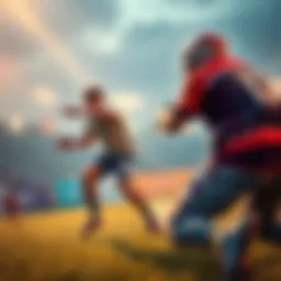 A gamer skillfully avoiding an opponent's move on a game field