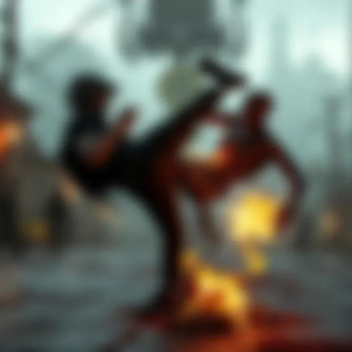 Player performing a dropkick against a zombie Gamer executing a dropkick move on a zombie in Resident Evil 9