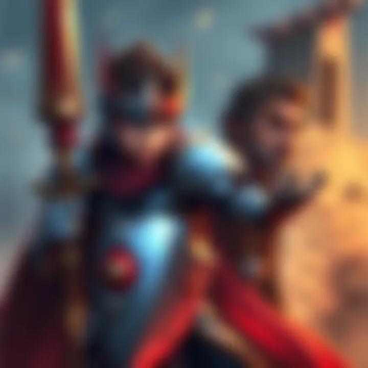 Player with Echo Knight character A player showcases their Echo Knight character wielding a glaive, while their father, the DM, looks concerned about game balance.