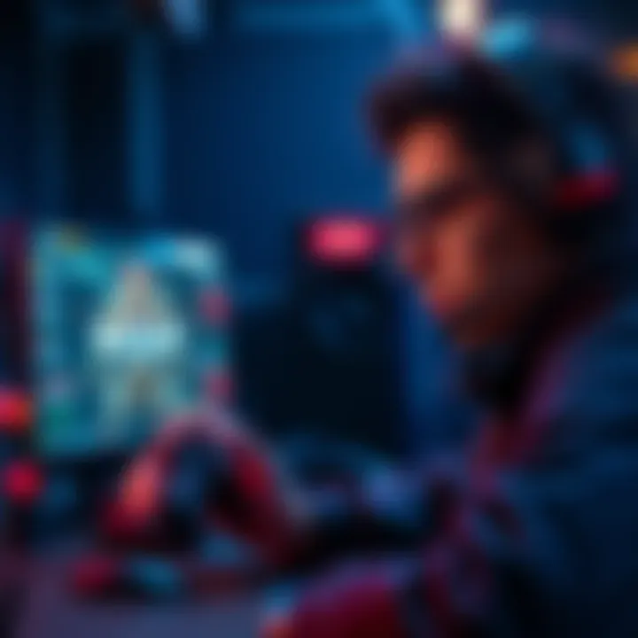 A player concentrates on improving their editing skills in a video game, with a gaming HUD visible on the screen.