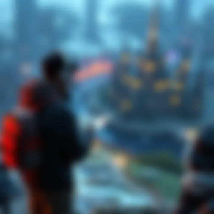 A gamer looking at a map in the game after completing a storyline, planning next quests and activities.