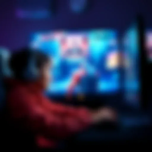 A determined gamer sits in front of a screen, focused and hopeful for a win in their fifth attempt at a game, with excitement visible on their face.