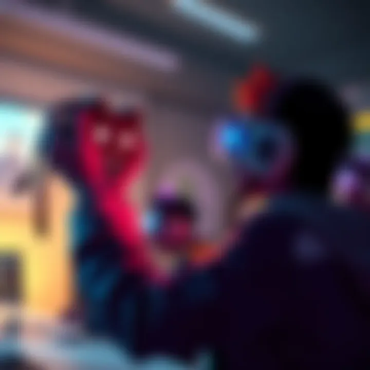 Player finding Built Forma A gamer holds up a Built Forma in excitement while playing with a friend during a mission