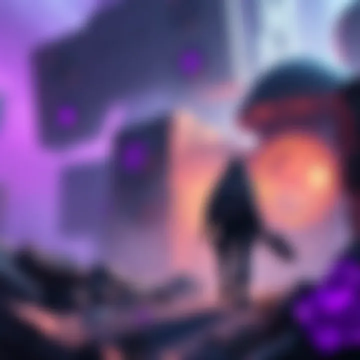 Player finding purple salvage in Outpost A gamer explores in Outpost, searching for rare purple salvage while battling opponents.