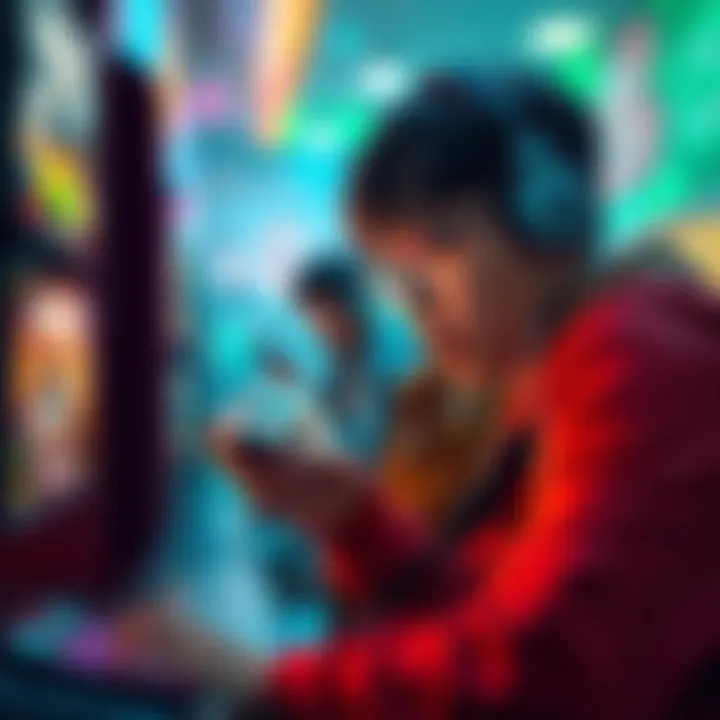 Player finds new item in game A gamer looks surprised while examining a new item after playing for 500 hours, showcasing a colorful game environment.