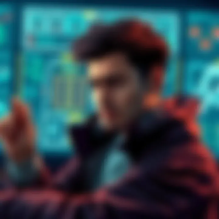 A player looks at their screen showing Prime Frame blueprints with a frustrated expression, surrounded by game elements