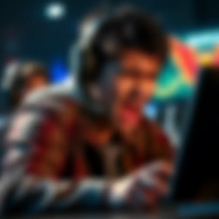 A gamer visibly upset while playing, with intense focus on the screen, conveying strong emotions
