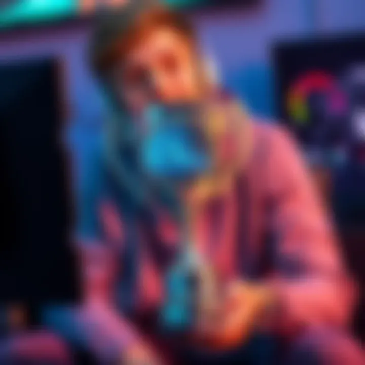 A gamer proudly displays a shiny Platinum Trophy while sitting in front of a gaming console