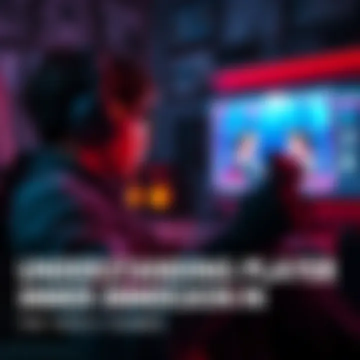 A gamer sitting in a dimly lit room, focused on a screen, with a headset on, fully engaged in gameplay