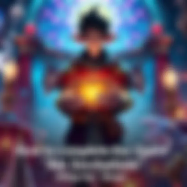 A character in a fantasy setting receives a glowing invitation in their hands, surrounded by a colorful background of magical elements.