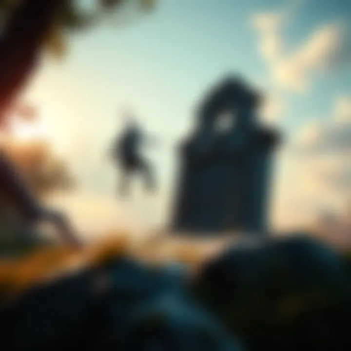 A character in a video game leaps towards a tombstone, showcasing the unpredictability of RNG mechanics in gaming