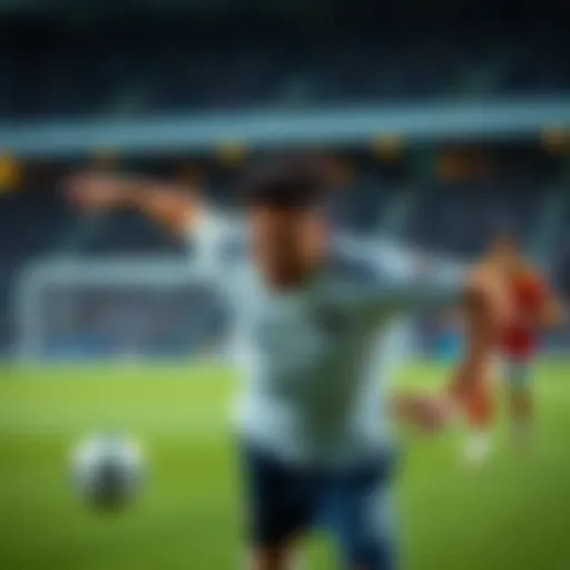 A player lunging towards an opponent but missing the target, expressing frustration