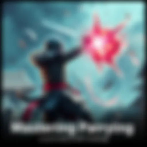 A gamer practicing parrying against a challenging NPC in an action-packed scene with swords clashing