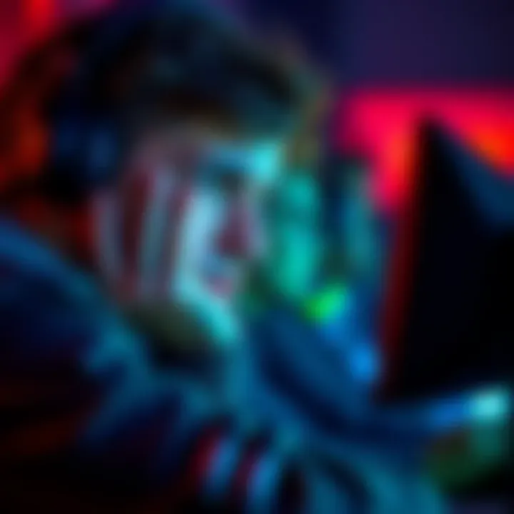 A gamer looking frustrated while playing a competitive video game, with a thoughtful expression as they analyze their gameplay experience.