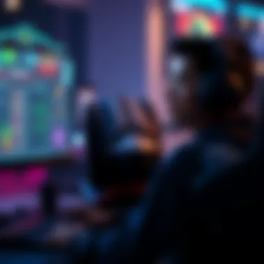 A gamer sitting in front of a screen, pondering their rank and skills in a competitive game.