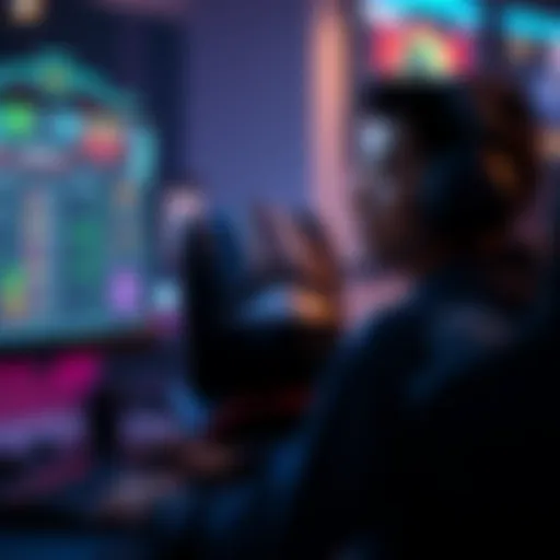 A gamer sitting in front of a screen, pondering their rank and skills in a competitive game.