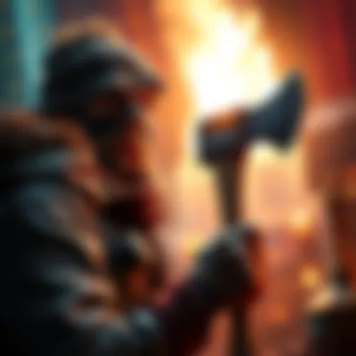 A level 51 player examines their first one-handed bear axe, contemplating whether to upgrade it, surrounded by game elements.