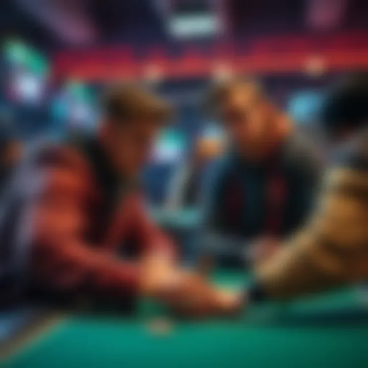 A gaming scene showing a player timing their actions to rope every turn in a game, causing frustration among others around them.