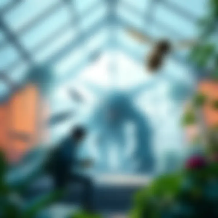 Player Saved by Hornet A player in a greenhouse facing a threatening monster while a Hornet distracts it, allowing the player to escape.