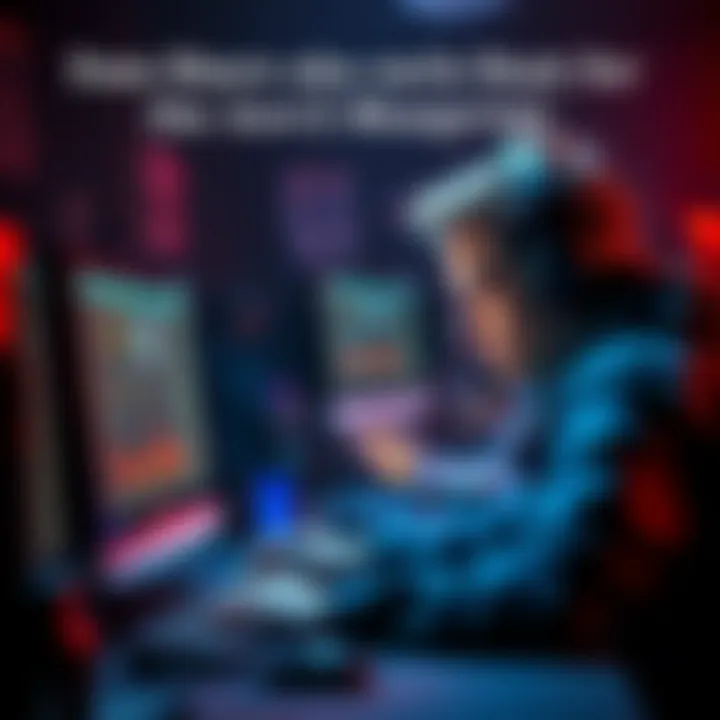 Gamer focused on a computer screen, discussing gameplay experiences related to finding the Anvil blueprint in a forum.