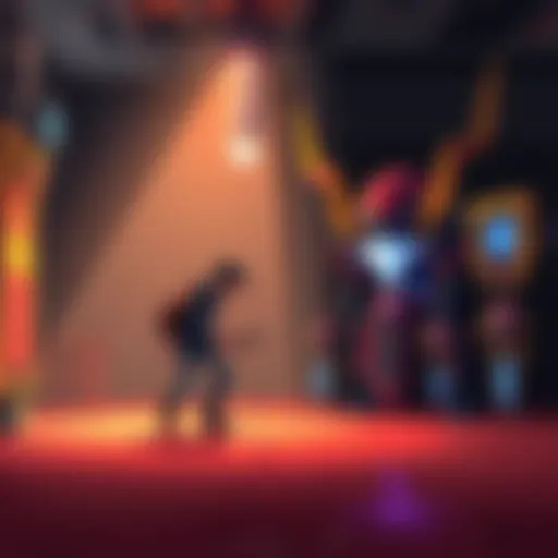 A gamer looks around in a room after defeating the Holy Sentinel in Blast Brigade, searching for a missing item.