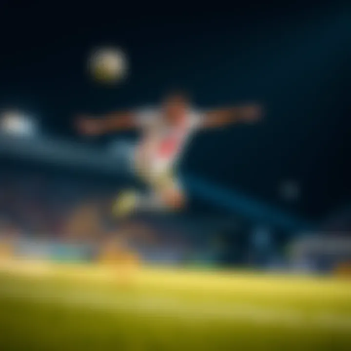 Player executing a side flip A player performing a side flip during a kickoff in a car soccer game, showcasing jump timing and air control