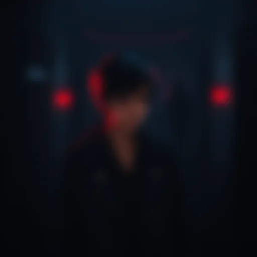 A character from the game Venus looking worried as they are followed by a shadowy figure in a dimly lit environment