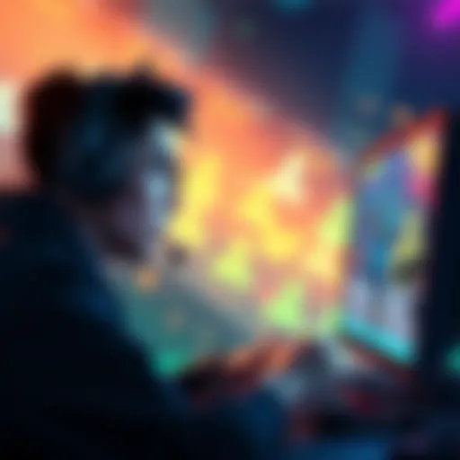 A gamer focused on a screen, planning tactics to beat a strong opponent in YUMA with high health