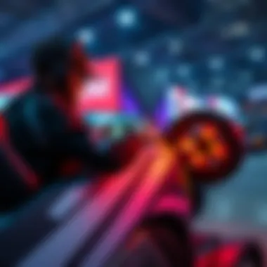 A professional player demonstrating intricate car maneuvers during a LAN event, capturing the essence of dynamic gameplay.