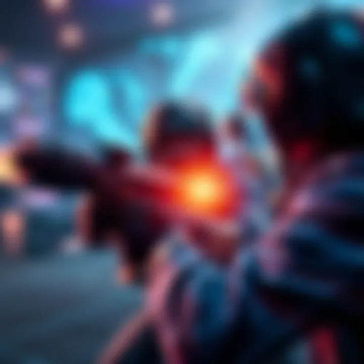 A competitive gamer skillfully taking down four opponents in a tense gaming environment