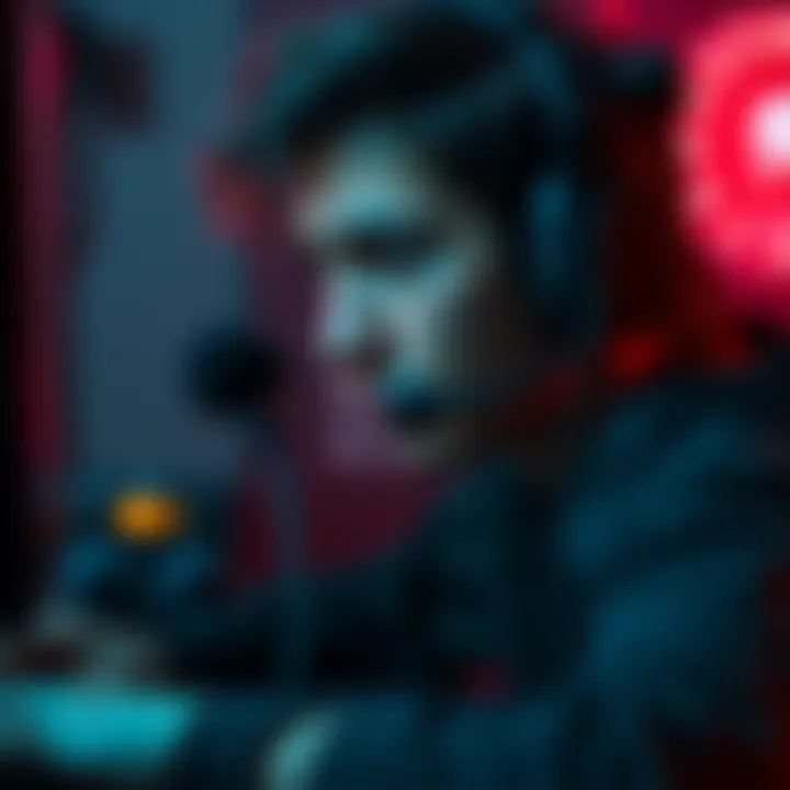 A player looking regretful after waking up during a gaming match, expressing guilt about falling asleep.